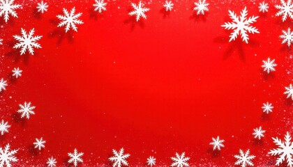 Red background with white snowflakes border, christmas winter theme