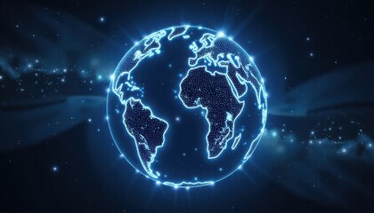 Digital earth globe network connection global data technology in space