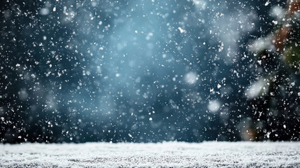 Snowflake snow winter snowfall cold background scene with soft bokeh and peaceful atmosphere