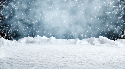 Fototapeta premium Snow snowflakes winter snowfall cold landscape blank center serene