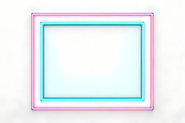 Simple Neon Border Frame with Soft Glow – Square Shape on Clean White Background, Modern Minimal Design