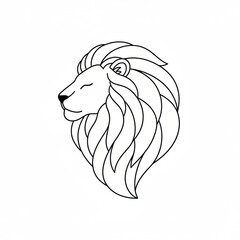 Elegant Minimalist Illustration of a Regal Lion's Head with a Wavy Mane