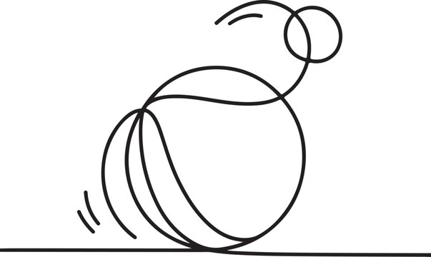 Continuous line illustration of a ball ricocheting off surface