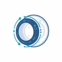 Circular futuristic interface vector with layered rings representing data storage and digital access