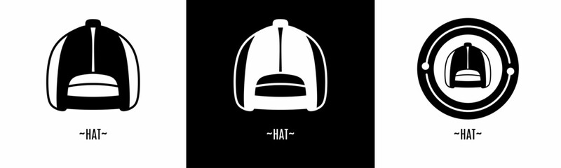Hat logo set. Collection of black and white logos. Stock vector.