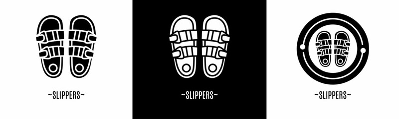 slippers logo set. Collection of black and white logos. Stock vector.