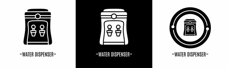 Water dispenser logo set. Collection of black and white logos. Stock vector.
