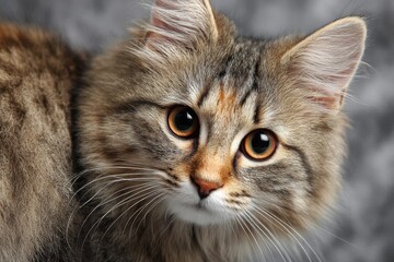 Obraz premium Playful american bobtail cat with striking eyes enjoying a moment indoors in high-definition detail