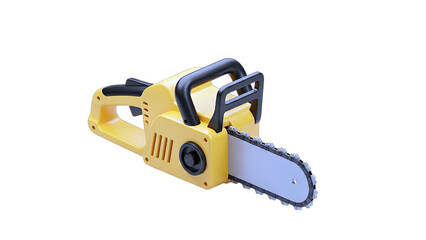 Fototapeta premium Yellow Chainsaw Isolated on White Background