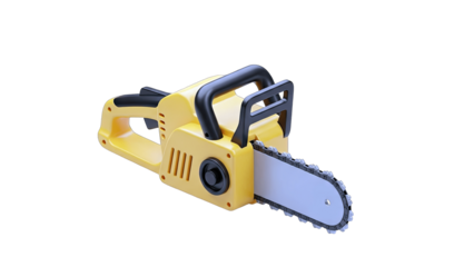 Yellow Chainsaw Isolated on White Background