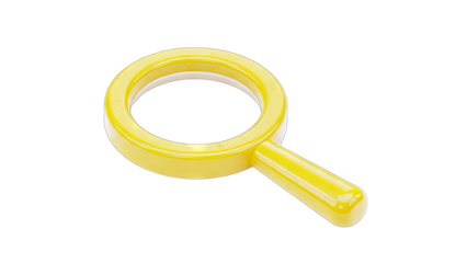 Yellow Magnifying Glass Isolated on White Background