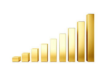 Rising golden bars illustrate growth on black