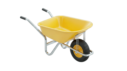 Yellow Wheelbarrow Isolated on White Background
