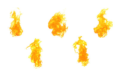 Collection of isolated flames on black background. Perfect for digital art, design and visual effects. Perfect for energy explosion scenes