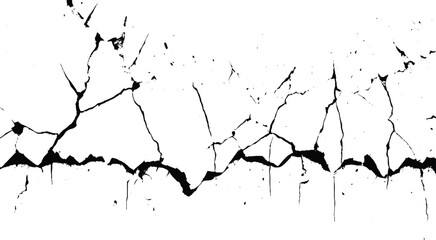 White paint black cracks background. Scratched lines texture. White and black distressed grunge concrete wall pattern for graphic design. Peel paint crack