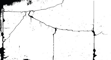 a black and white vintage of cracked concrete scribble effect, old wall background crack vector, grunge texture, Fractured texture ground. eps10