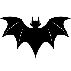 Black silhouette of a bat with wings spread wide