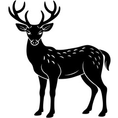 Stylized black silhouette of a majestic stag with large antlers