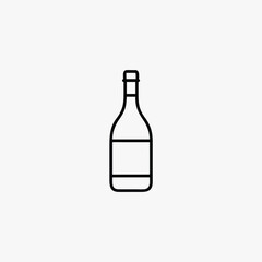 wine bottle with glass line art icon vector template
