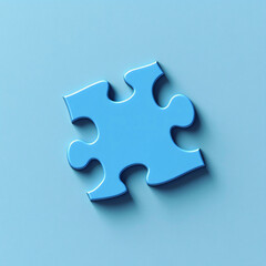 Obraz premium Close-Up of a Single Blue Puzzle Piece on Light Blue Background