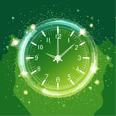 Timeless Essence A Vivid Green Watch Face Sparkling in an Ethereal Glow