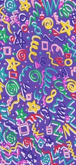 Colorful scribble drawings, playful doodle style phone wallpaper, vibrant artistic tone mobile background