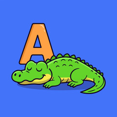 Letter A for Aligator Illustration. Letter Icon Vector
