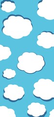 Flat style white cloud patches, airy soft phone wallpaper, gentle minimal mobile background