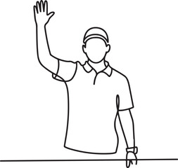 Continuous line illustration of a coach raising a hand to give a signal