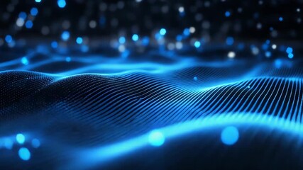 Blue digital wave surface generating data network connection - Powered by Adobe