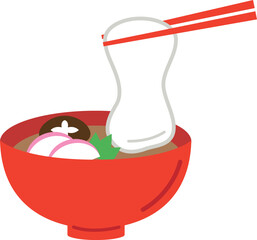 和風お雑煮のイラスト（正月・伝統料理）