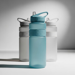 Blue Sport Bottle On Table For Hydration.
