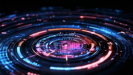 Digital technology interface showing abstract data processing system - Powered by Adobe