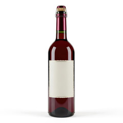 Bottle of red wine with blank label.