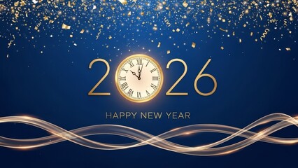 Celebrate New Year 2026 with Stunning Golden Confetti, Midnight Clock Countdown, Festive Wishes, Elegant Design, and Vibrant Party Vibes for Everyone