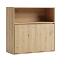 Wooden wall mounted cabinet with doors transparent background cutout png