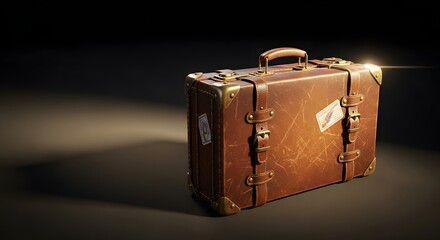 old suitcase on a wooden background