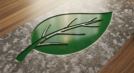 green leaves on wood background