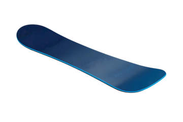 Blue snowboard with curved edges isolated on black backdrop