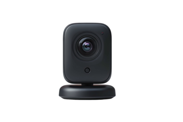 Small, dark gray webcam with lens center
