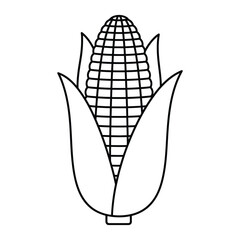 Corn Cob Line Icon – Minimal Vector Maize Outline for Farm and Food Packaging