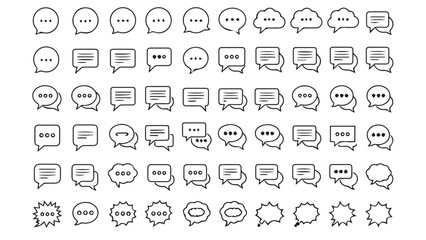 Obraz premium Set of outline speech bubbles and chat icons for communication design