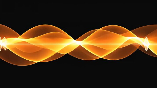 Vibrant orange wave patterns flowing across a dark background, symbolizing energy and motion