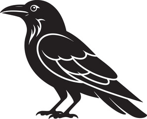 Stylized Raven Silhouette Vector – Detailed Black Bird Illustration Adobe Illustrator Artwork
