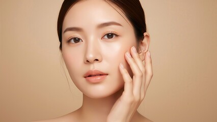 A Japanese woman with glowing skin.