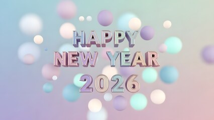 Happy New Year 2026 soft pastel bokeh background