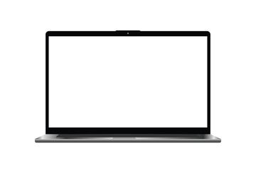 Modern laptop notebook pc vector mockup with blank white screen isolated on transparent background.