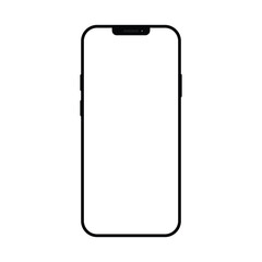 Realistic modern smartphone mockup with blank screen isolated on transparent background.