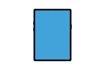 Modern vertical digital tablet computer mockup with blank blue screen isolated vector.