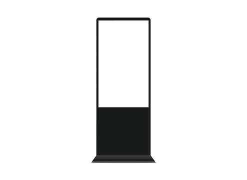 Blank vertical digital kiosk stand mockup for indoor advertising display vector.